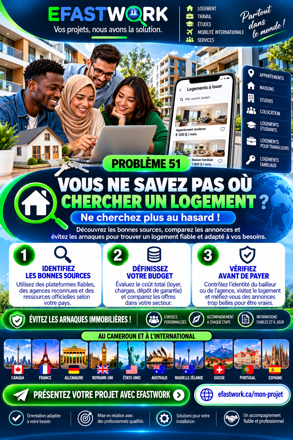 🏠 EFASTWORK — Problème caché n° 51 : Ne pas savoir où chercher un logement